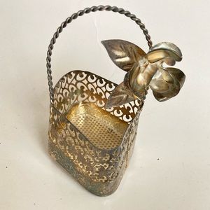 Metal basket mini basket for rings earrings keep sakes filigree metal